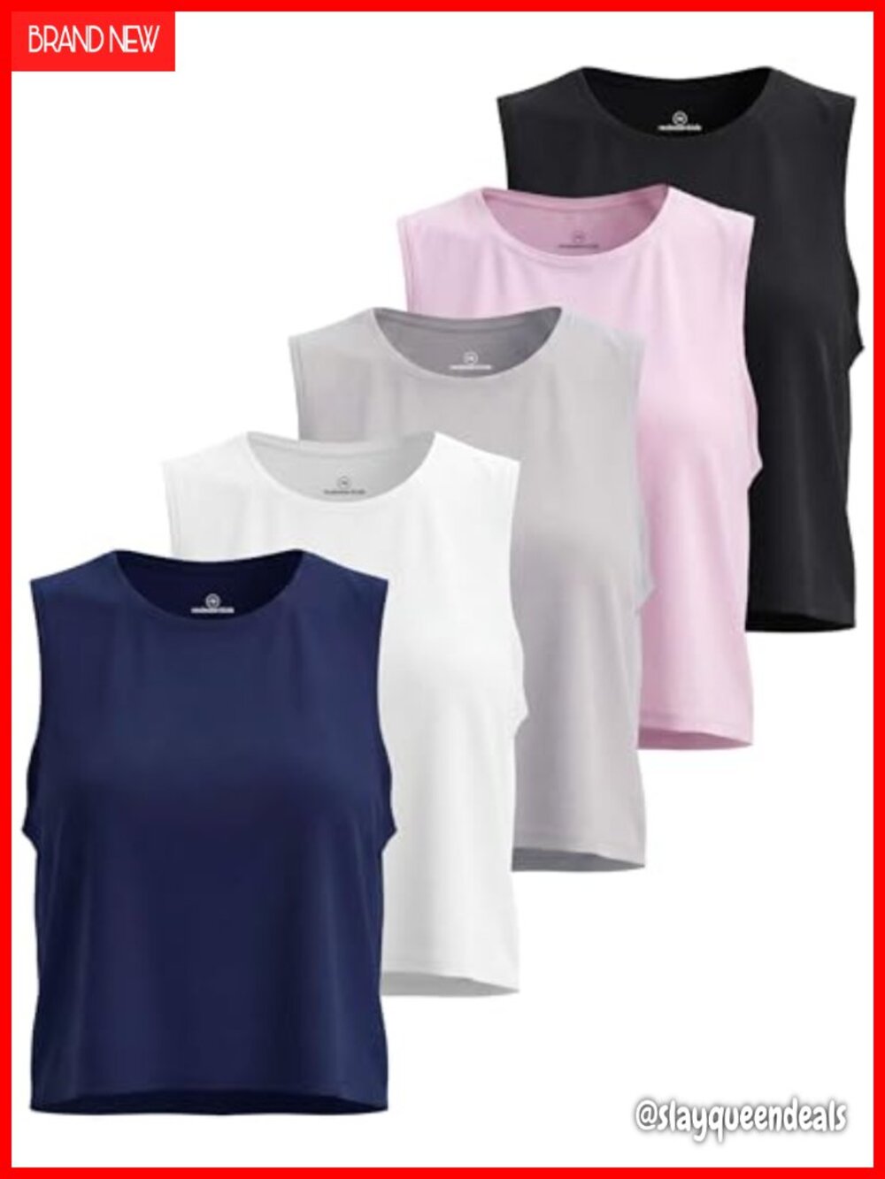 5 Pack Women's Dry Fit Crop Tank Tops Sleeveless Athletic Workout Gym